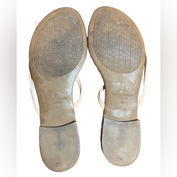 KATE SPADE NY Pink & Off White Printed Genuine Leather Thong Sandals Sz 8 $159 - Picture 3 of 5